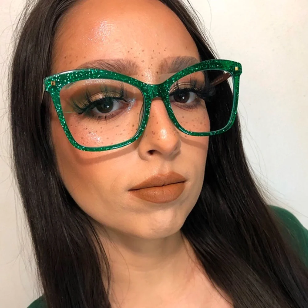 Zelool Prescription-5.00 Glitter Gold & Kelly Green Large Frame Fashion … - Picture 9 of 13